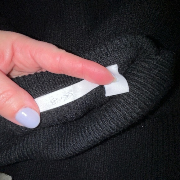 BOSS Finalian wool vegan leather ONE POCKET sweater size large MSRP $348 - Picture 6 of 12